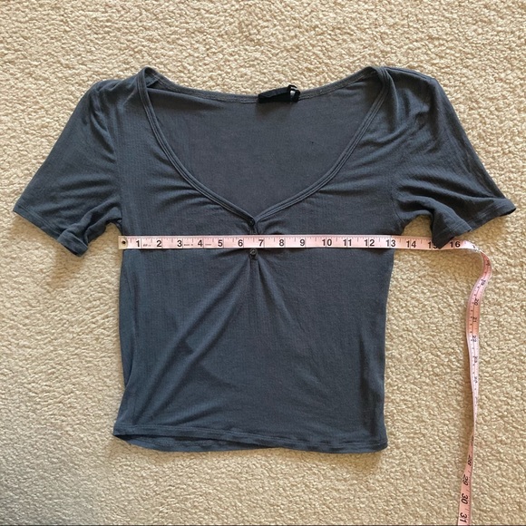 Out from Under Short Sleeve Henley Crop Top - Picture 7 of 8